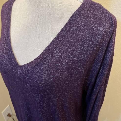 a.n.a  Purple Sweater with Back Lace up Tie Long Sleeve top stretchy knit Sz L