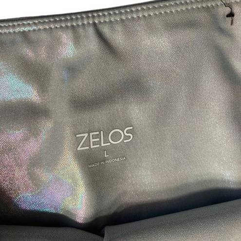 Zelos  Leggings Silver Iridescent Camo Holograph Print Large NWOT