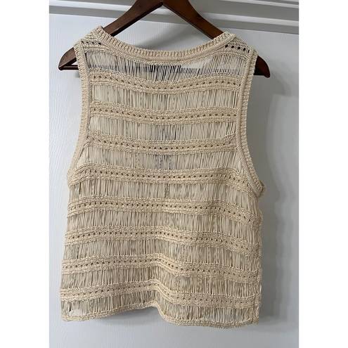 DKNY Sleeveless Open Knit Crew Neck Tank Vest Top