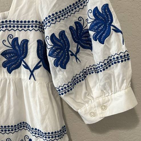 Moda  INTERNATIONAL Grecian Embroidered Floral Cotton Dress, Size 2