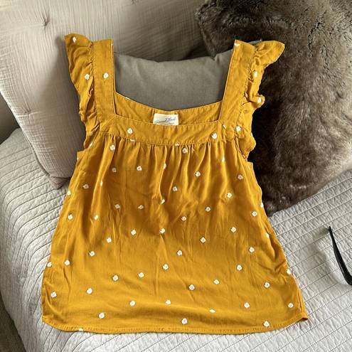 Universal Threads Universal thread mustered yellow embroidered cottage ruffle tank top med