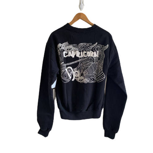 Good American  Capricorn Zodiac Sweatshirt in Black XS NWT