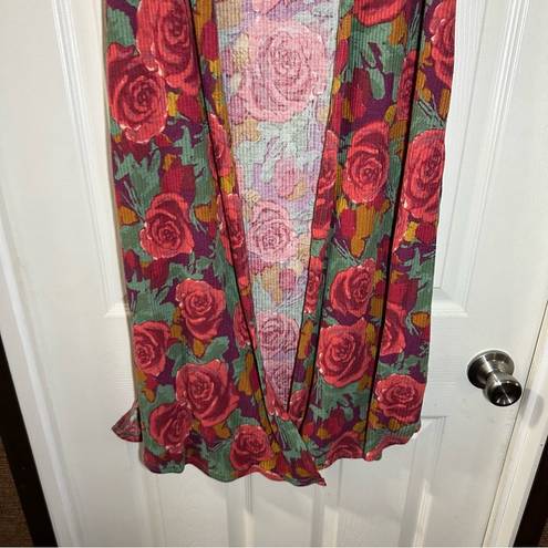 LuLaRoe  Multicolor Floral Print Knit Sleeveless Open Vest Kimono Duster XS