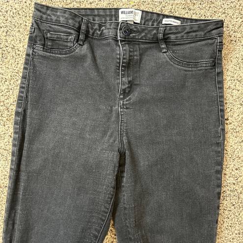 William Rast  High Rise Skinny Jeans Black Distressed Raw Hem Sculpted 31x28