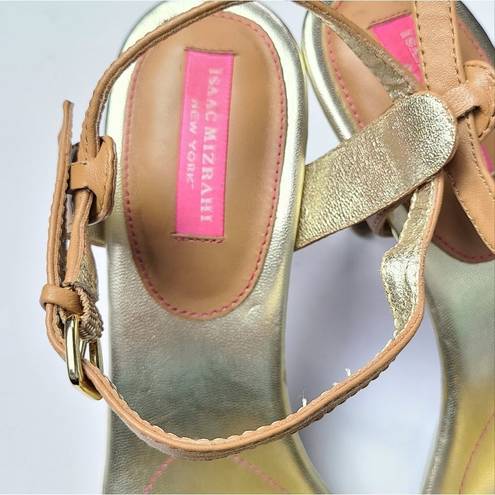 Isaac Mizrahi  Isbelle Gold and Tan High Heel Sandals Size 9.5