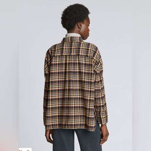 Everlane  Women’s The Boxy Flannel beech 100% cotton multi color plaid Size S NWT