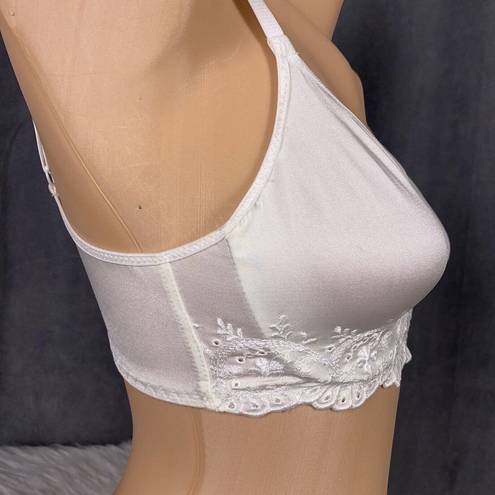 Second Skin New Vintage Olga Simply Perfect Satin Bra 32D  White 33042 Unlined