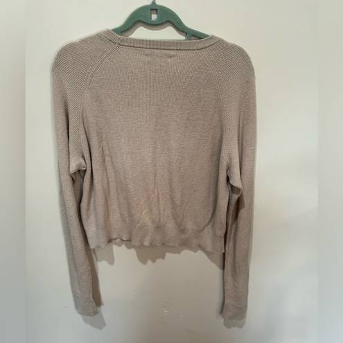 Babaton  Aritzia Artem Cotton Cashmere Tan Red Stripe Cropped Sweater Size M