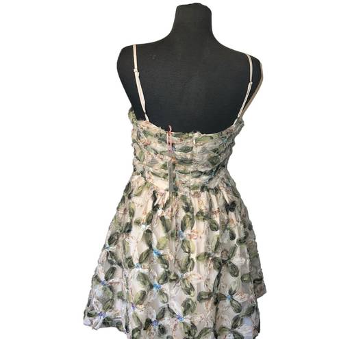 Entro New Olive Floral Square Neck Dress  Size Medium