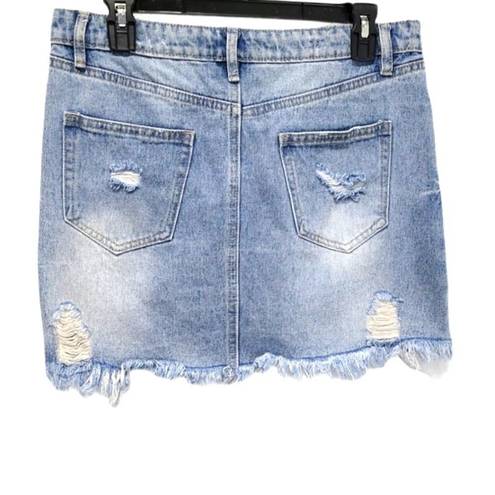 Refuge  Distressed Denim Mini Skirt Size Medium