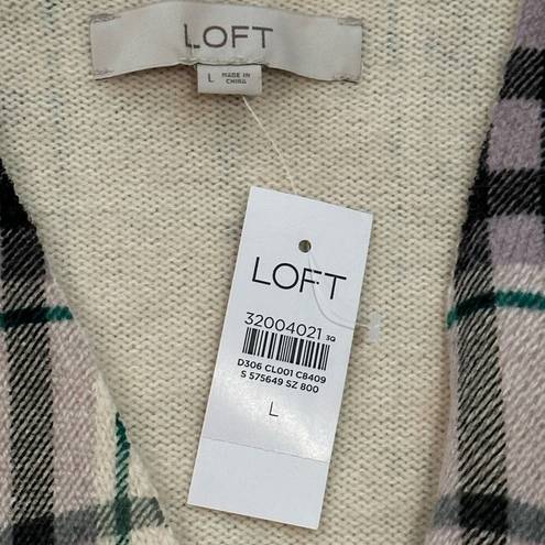 Loft  Soft Plaid Button Up Cardigan Size Large NWT