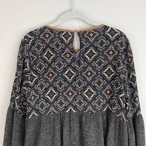 THML  Anthropologie Top Boho Flair Sleeve Geometric Jacquard Size Medium