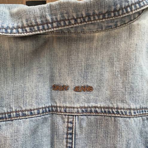 DKNY Vintage  Denim Jacket Small Y2K Button Up Stonewash Blue Trucker Womens