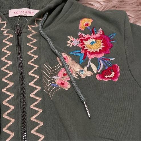 Solitaire  embroidered long cinched hoodie size small