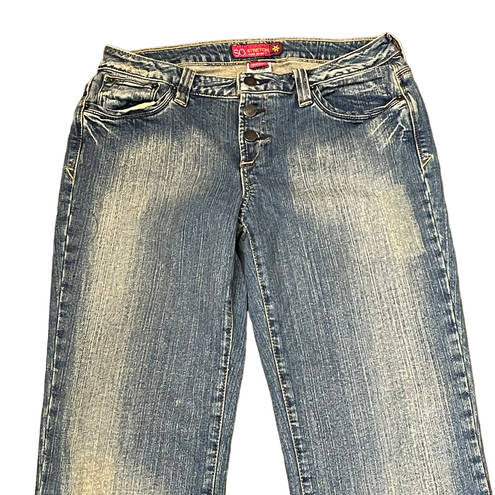 SO  Jeans Size 7 Juniors Denim Women Exposed Button Fly Coffee Wash Stretch 29X32