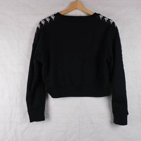 Kappa Logo Crop Black Crewneck Women's Sweatshirt Sz Large