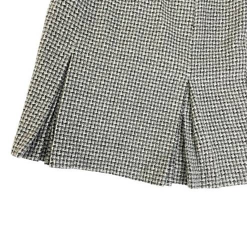 Ann Taylor  Womens Pencil Skirt Gray Houndstooth Dual Kick Pleats Wool Tweed 2