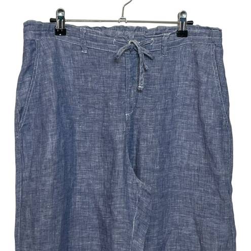 CP Shades  Jenn Blue Linen Pants Drawstring Cropped Lagenlook Women’s Size M