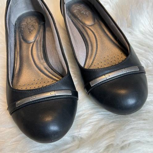 Life Stride  Soft System Black Low Wedge Dress Shoes woman’s Size 7.5M slip on