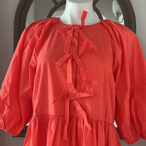 Cinq à Sept  Lynn Tiered Puff Sleeve Dress, Neon Coral Size 6 New w/Tag $365