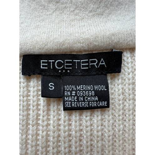 Etcetera  Turtle Neck Merino Wool Women Sweater Size Small Cream Color Jacket