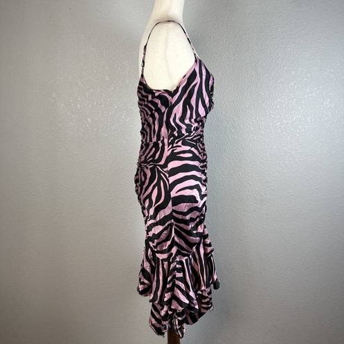 Betsey Johnson Vintage  Wiggle Bodycon Dress Size 10 Pink Black Animal Print Silk