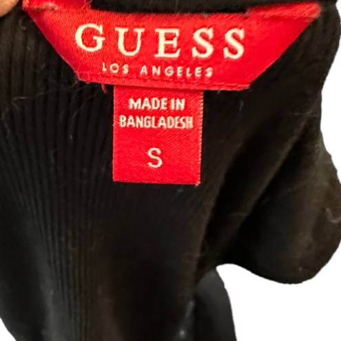 Guess  Black Ribbed Wrap-Around Top