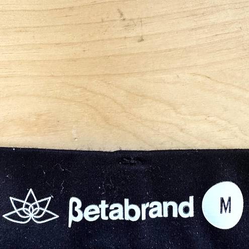 Betabrand  Classic Dress Yoga Pants Straight Mid Rise Faux Pockets Black Medium