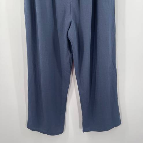 Bobeau  Pull On Pants Size Large Blue Wide Leg NWT Rayon Nylon Blend Cropped