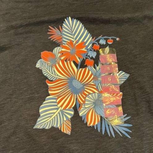 Caribbean Joe  Womens Shirt Blue Size Small Floral‎ Print Short Sleeve