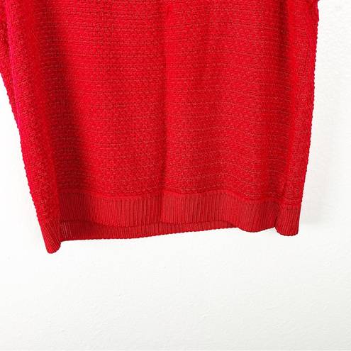 St. John  Red Wool Blend Open Knit Tank Top, Size Large