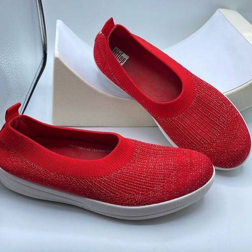 FitFlop  uberknit size 8 ballet flats. Shimmering red