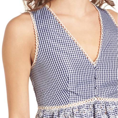 J.O.A. Embroidered Peplum Gingham Cropped Top, Size M New with Tag