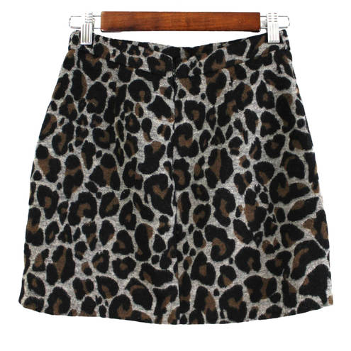 Lovers + Friends  Womens XS Leopard Print Mini Skirt Black Tan Mobwife Edgy