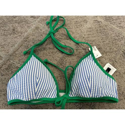 J.Crew  Tipped Seersucker Tie Front Bikini Top G1335 XS NWOT