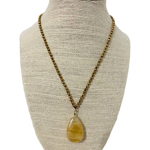 American Eagle Gold Tone Striated Stone Necklace