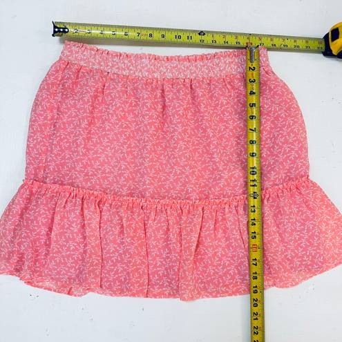 The Loft  Peach Ruffle Floral Lined Short Skirt New Women's Size L Has No Tag