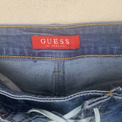 Guess  womens 28 skinny tie front lace up jeans denim blue club y2k 90s