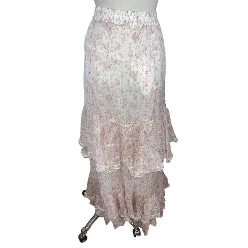 Rococo  SAND Vie Maxi Skirt in Off White & Pink XSmall New Womens Long