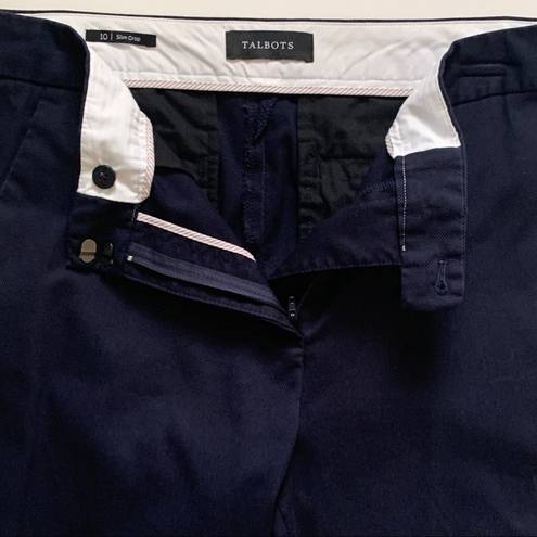 Talbots  Crop Pants Pique Rick-Rack Navy Slim Crop Pants Size 10