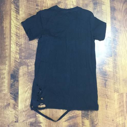 Divided HEAVILY DISTRESSED BLACK BASIC TUNIC TEE