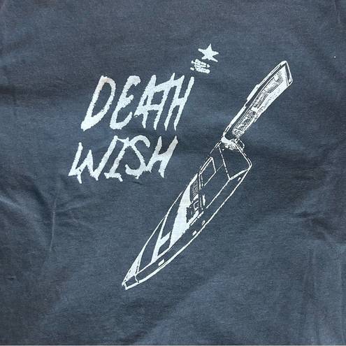 Wish Death  Distressed Collar Graphic Tee