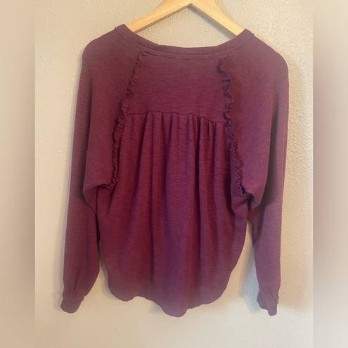 Pilcro  Ruffled Raglan Thermal Top, Berry, XS