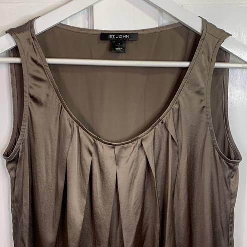 St. John  Women’s Gorgeous Silk Sleeveless Shell Expresso Tank Cami Top Sz S