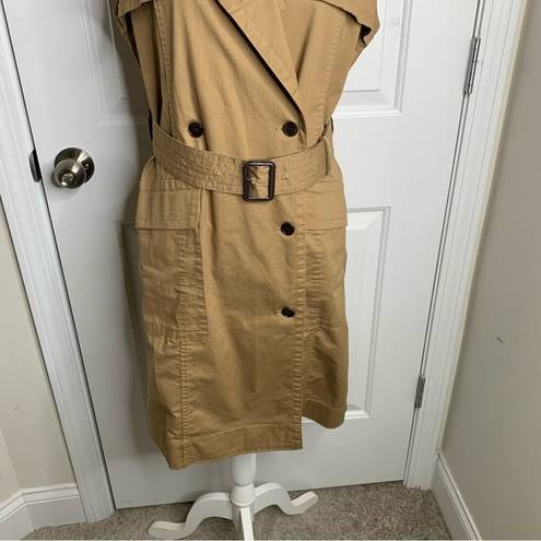 Banana Republic  tan trench double breasted belted sleeveless vest jacket small