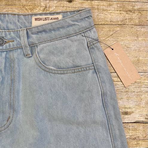 Wishlist NWT  Jeans Lucca Wide Leg Raw Hem Light Wash Denim