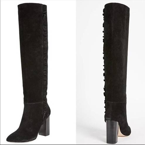 Joie  Laisha Suede Boots Ruffle Detail Black 36