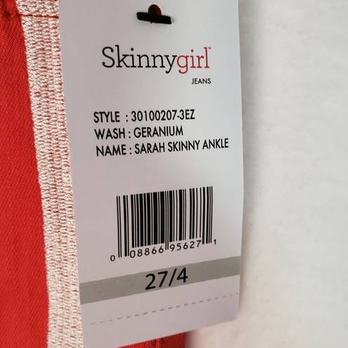 Skinny Girl  Womens Jeans Red Skinny Stretch Pant Ankle Size 4 Short 27 Waist