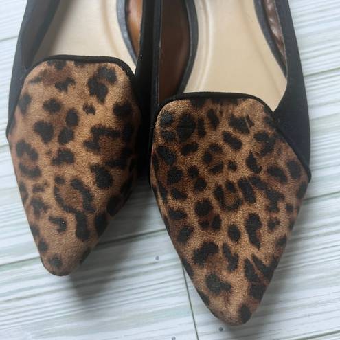 Gap  Women’s  Black and Animal Print Pointed Toe D’Orsay Ballet Flats Sz 7