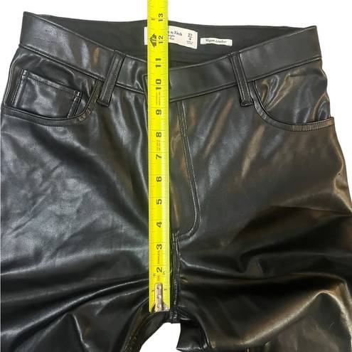 Abercrombie & Fitch  90s Straight Ultra High Rise Black Vegan Leather Womens 4